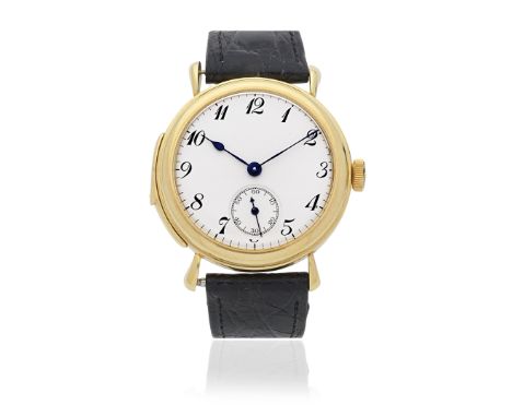 An 18K gold manual wind minute repeating wristwatchDate: Circa 1920Movement: Jewelled manual wind, two polished steel hammers