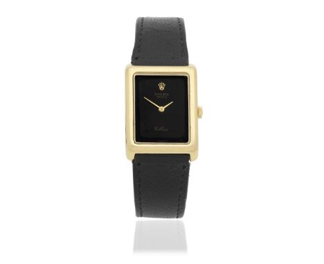 Rolex. A lady's 18K gold manual wind rectangular wristwatchModel: CelliniReference: 4103Date: Circa 1975Movement: 19-jewel Ca
