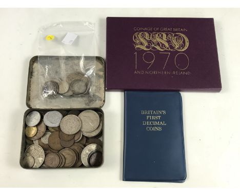 A quantity of copper and 'silver' coins George III-QEII, to include a quantity of half-silver coins (1920-1946), 89.5g, a 197