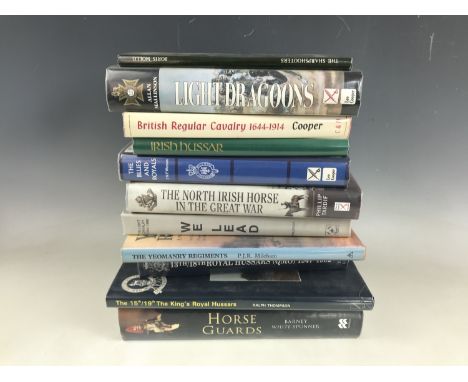 Books pertaining to the horse guards, including; Mollo, The Sharpshooters, 1970, Proudfoot, We Lead, 7th Light Cavalry 1784-1