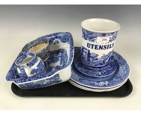 A Spode Italian ware dish together with a cream jug etc