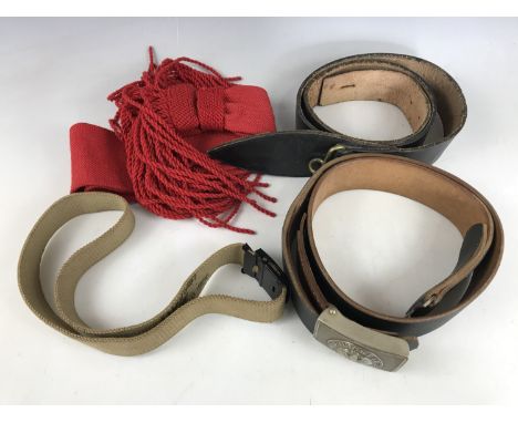 Sundry military belts and a sergeant's sash
