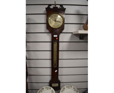 An early 19th Century mahogany cased barometer, by D.Fagioli &amp; Sons, the case surmounted with a swan's neck pediment abov