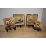 Four 20th Century Paul Gooderham Gailey Pottery tiles, framed and unframed with incised maker's mark