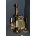 A 20th Century French style table lamp, with fluted column and polished metal base, measuring 65cm
