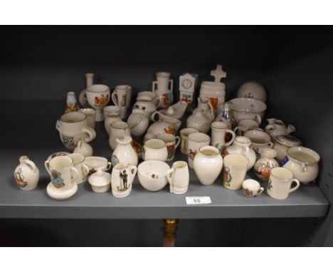 A selection of Goss crested ware trinkets and miniature vases, place names include Margate, Lowestoft, Skegness, and Barnet