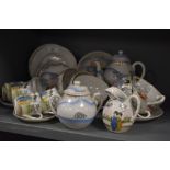 An early 20th Century Japanese hand painted egg shell tea set, decorated with Geisha ladies,