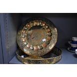 A 20th Century brass galleried drinks tray, of circular form with beaded edge, having a diameter
