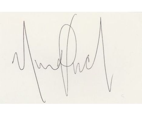 Signature of Michael Jackson on 7.5 x 12.7cm white card Signature of Michael Jackson on  7.5 x 12.7cm white card, signed in b