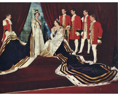 Royal Christmas Card for 1953, gilt embossed crown on front cover, inscribed Royal Christmas Card for 1953, gilt embossed cro