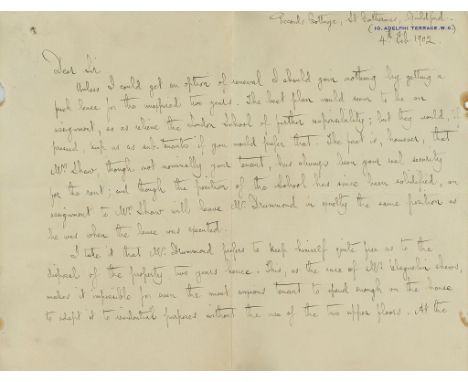 Autograph letter signed on headed #16;, Adelphi Terrace. W.C Autograph letter signed ("G. Bernard Shaw") on headed #16;, Adel