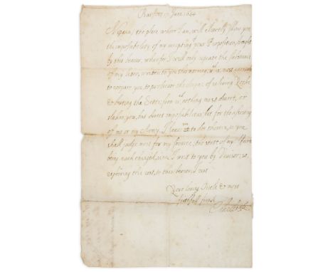 Autograph letter signed to his nephew Prince Rupert Autograph letter signed ( Charles R ) to his nephew Prince Rupert ( Nepue