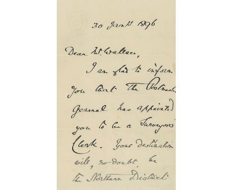 Autograph letter signed with embossed ‘General Post Office Edinburgh’ head Autograph letter signed ( W.R. Mitford ) with embo