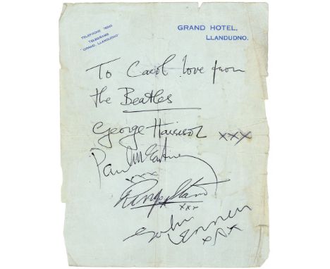 A unique set of black ink signatures of George Harrison, Paul McCartney A unique set of black ink signatures of George Harris