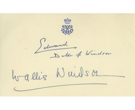 Autograph card with blue embossed crowned WE monogram, signed Autograph card with blue embossed crowned WE monogram, signed "