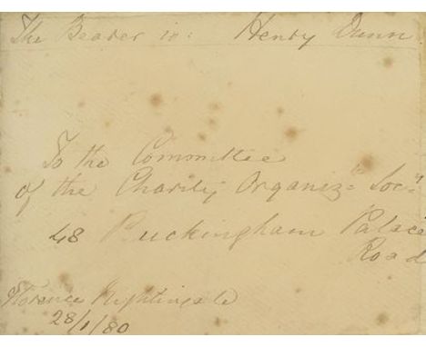 Autograph clipped envelope signed , addressed to 'The Committee Autograph clipped envelope signed ("Florence Nightingale"), a