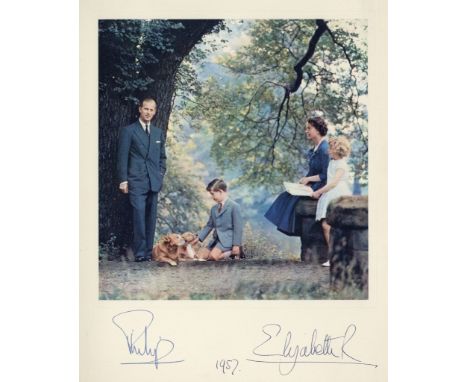 Royal Christmas Card for 1957, gilt embossed crown to cover Royal Christmas Card for 1957, gilt embossed crown to cover, with