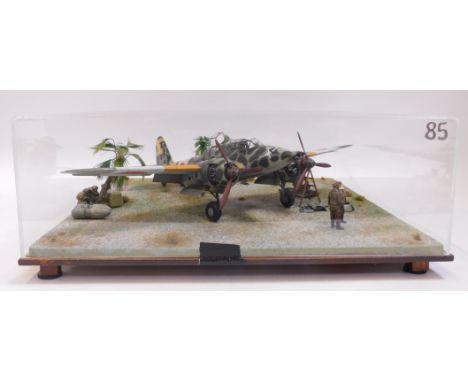 A diorama of a Kawasaki KI-45 Japanese twin engine fighter, Allied Code Name Nick, in Perspex case.