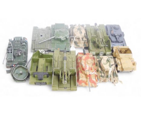 Dinky Toys Solido and other diecast military vehicles, to include Dinky Toys AMX 30D Recovery Tank, Dinky Toys Chieftain Tank