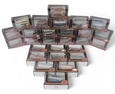 Exclusive First Editions by Gilbow diecast buses, including 14004 Cheltenham District Bristol FLF Lowdekka bus, Bristol Lowde