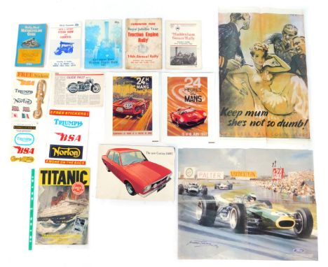 Programmes and commemorative magazines, including Titanic, Carrington Park Traction Engine Rally, Hanham Steam Rally, Carring