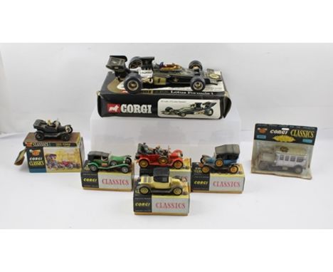 CORGI (circa 1973) JPS LOTUS FORMULA 1, 1:18 scale model boxed & CORGI CLASSICS 6, boxed model vehicles inc no.9013, 1915 For