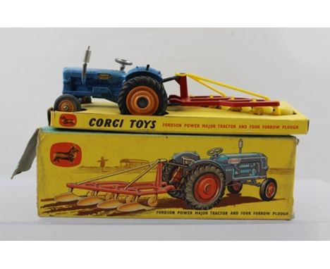 CORGI TOYS GIFT SET no.18, Fordson Power Major Tractor & Four Furrow Plough, boxed (less one flap) 