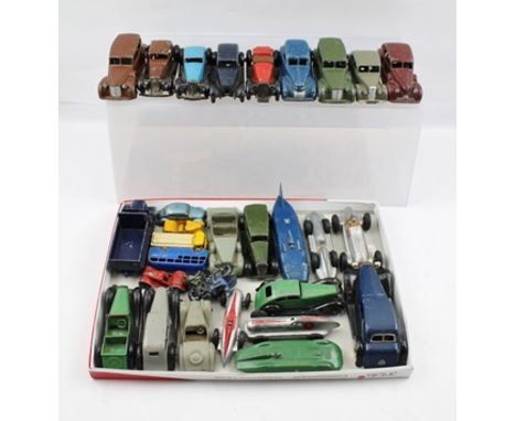 A COLLECTION OF MAINLY EARLY DINKY DIE-CAST VEHICLES including MG Record Car, Land Speed Record, four various early Grand Pri