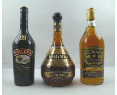 IRISH MIST Liqueur, 1 litre  BAILEYS Irish Cream, 1 bottle  NETO COSTA 5 star Old Brandy, 1 litre 