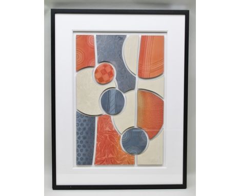 NANCY WOOD (1961 - ) 'Abstract - interconnecting panels of watercolour', painted on board, signed in pencil, 71 x 47cm, in pl