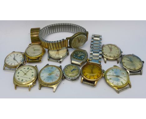 Twelve manual wind wristwatches and wristwatch heads including Oris