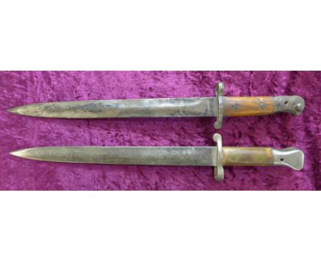 Two bayonets, no scabbards, one marked Wilkinson, London, one a/f
