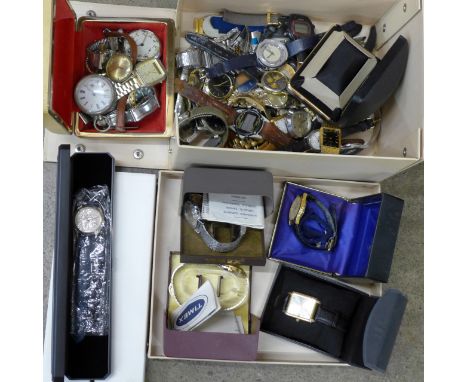 Watches including Timex, Accurist, Smiths, some boxed and other watches and pocket watches