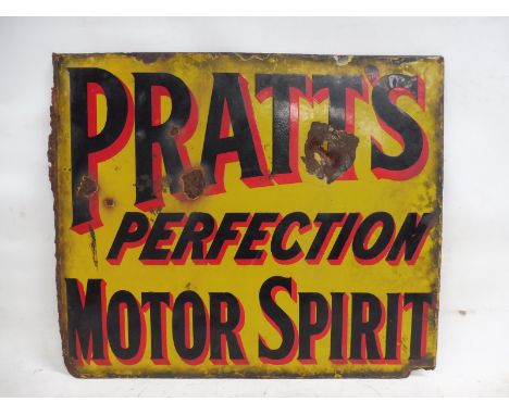 A Pratt's Perfection Motor Spirit double sided enamel sign, lacking hanging flange, 21 x 18". 