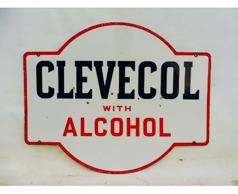 A good Clevecol with Alcohol shaped double sided enamel sign, 30 x 23 3/4.