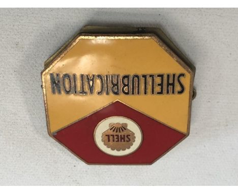 A Shell Lubrication attendant's badge, with good enamel.