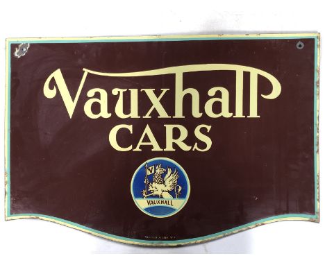 A Vauxhall Cars double sided enamel sign by Franco, 30 x 20". 