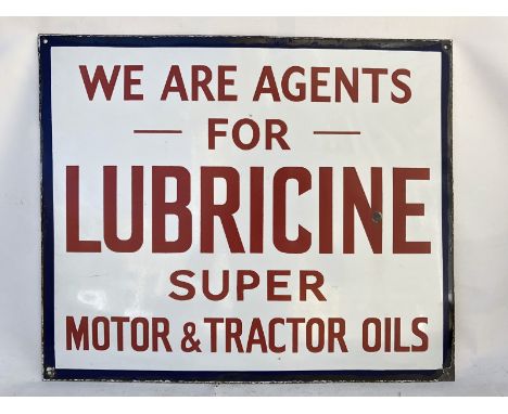 A Lubricine Super Motor and Tractor Oils rectangular enamel sign, in very good condition, 24 x 20". 