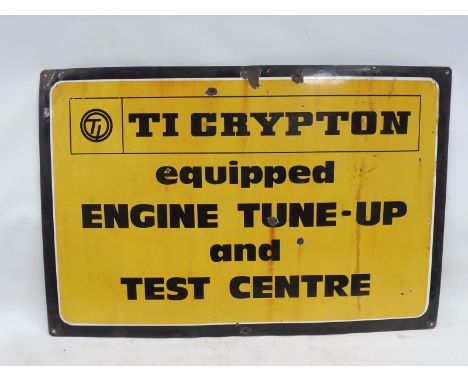 A T.I. Crypton Engine Tuner and Test Centre rectangular enamel sign, 36 x 24". 