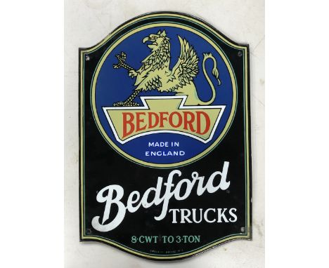 A rare Bedford Trucks enamel sign by Franco, in excellent condition, 12 x 17 1/4".