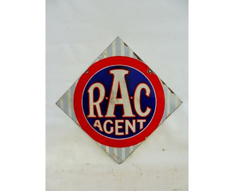 An early RAC Agent lozenge shaped double sided enamel sign, with some professional restoration, 28 x 28". 
