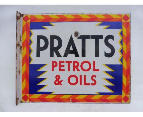 A Pratts Petrol and Oils double sided enamel harlequin sign, dated November 1929, in very good condition, 22 x 18".
