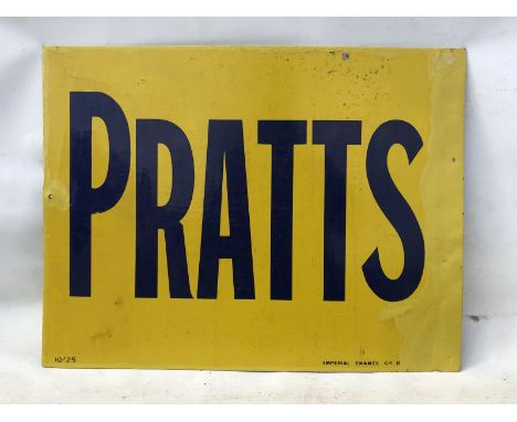 A Pratts double sided enamel sign by Imperial Enamel Co., dated October 1925, with good gloss, flattened hanging flange and a