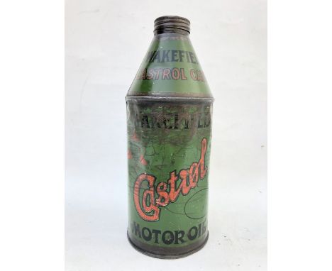 An early Wakefield Castrol caddy pyramid quart can. 