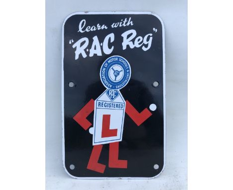 An RAC Reg 'L' plate rectangular enamel sign, 7 1/2 x 12" 