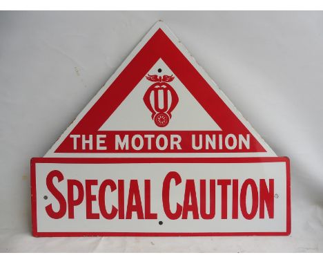 A Motor Union Special Caution enamel sign, 26 x 22".