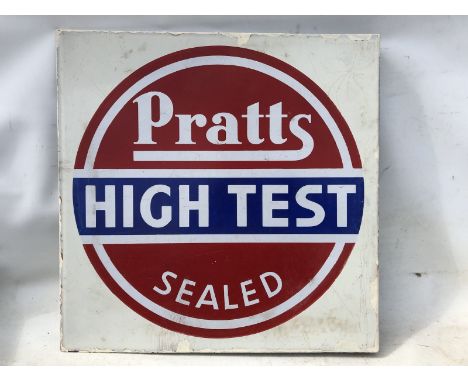 A Pratts Hi-Test Sealed double sided enamel sign with hanging flange, dated September 1930, 22 x 22", amateur retouching to t