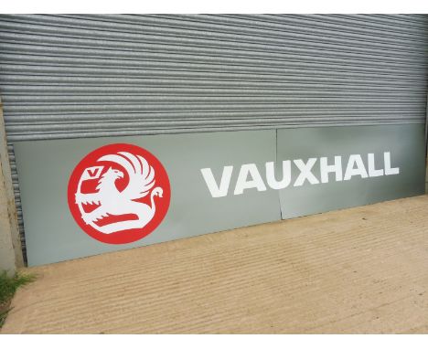 A large two piece contemporary Vauxhall dealership sign, 192 x 39 1/2".