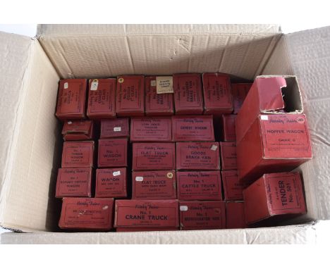 Hornby 0 Gauge Post-war Boxed Rolling Stock, including green M1 clockwork locomotive with key, F, mech tested okay, various d