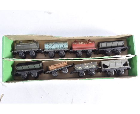 Assorted Bing 0 Gauge Freight Stock, comprising red Shell tanker, blue 'Shields &amp; Brown' and later grey S&amp;B tankers, 